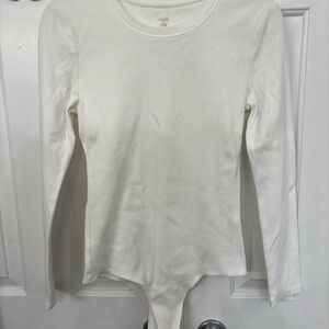 Nuuds Ribbed Crewneck Long Sleeve Bodysuit, size Medium